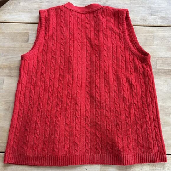 Vintage Montgomery Ward Red Cable Knit Sweater Vest Pockets Womens Medium *read - Picture 5 of 6
